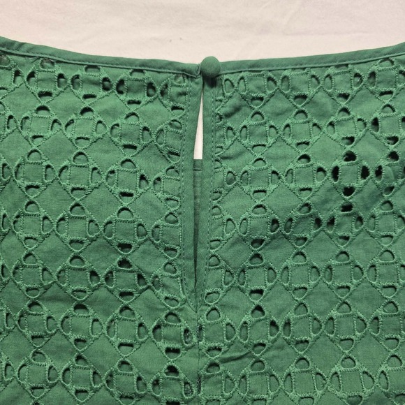 Lane Bryant Green Short Ruffle Sleeve Eyelet Lined Cotton Top Womens 22(2XL) NWT - Picture 7 of 12